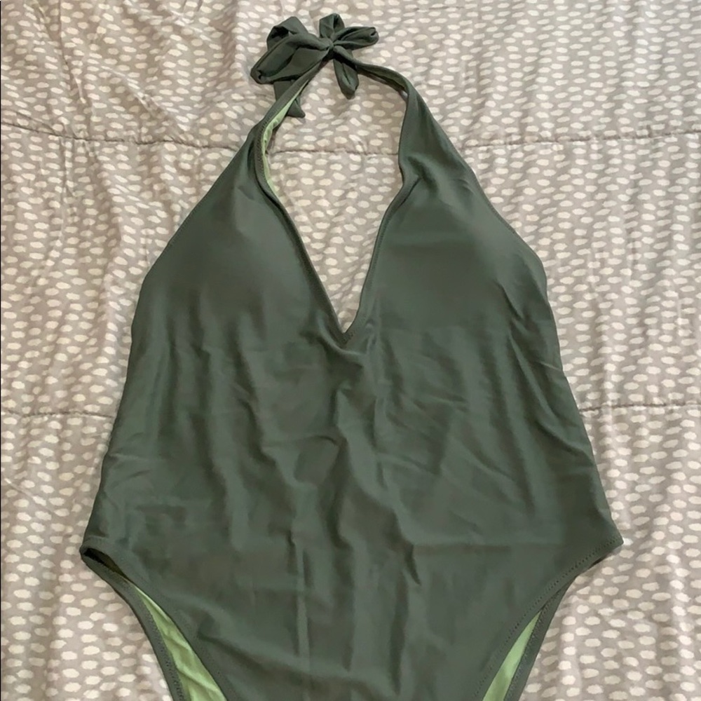 Olive green one piece swimsuit